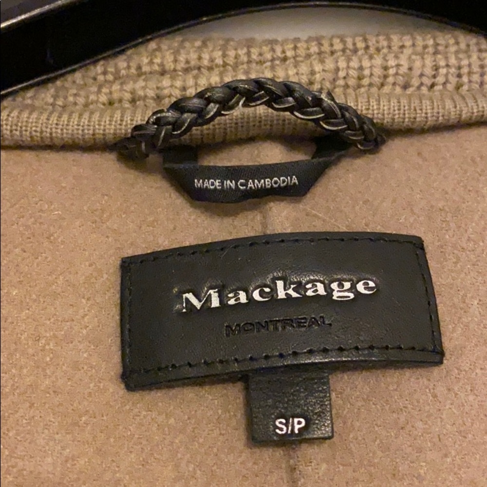 Mackage wool and knit coat w/leather belt in camel - Picture 4 of 8